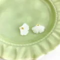 White ginkgo leaf jade-like cheongsam buckle DIY jewelry accessory variant style - Ginkgo Leaf Button / Jade White