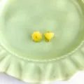 Yellow flower and bud glazed buttons, retro Chinese style DIY clothing accessories. - Lotus Seed Core Button / Topaz Color
