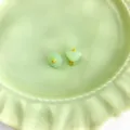 Green glass flower buttons for cheongsam Hanfu DIY crafts, vintage imitation jade accessories. - Lotus Seed Core Button / Cyan Jade Color
