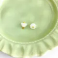 White faux jade glass buttons, Chinese style Hanfu DIY craft accessories set for clothing. - Lotus Seed Core Button / Jade White