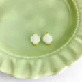 White glass clover cheongsam buttons hanfu jade look DIY decorative accessories 2 pcs - Four-Leaf Clover Button / Jade White