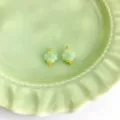 Green flower glass jade-like DIY buttons, exquisite craft accessories for Chinese style clothing. - Four-Leaf Clover Button / Cyan Jade Color