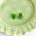 Green imitation jade Chinese style cheongsam buttons retro glazed DIY clothing accessories. - Blue and White Porcelain Coin Button / Jade Green