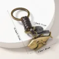 Creative shark keychain alloy leather pendant metal ring car key holder bag accessory new - Shark