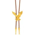 Retro western cowboy bolo corbata colgante aguila oro marron cordon cuero pu collar - Águila