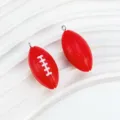 Mini dijes de fútbol americanos rojos para joyería DIY, recuerdos deportivos y colgantes. - Precio Individual / Rojo