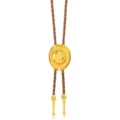 Vintage Western Cowboy Bolo Corbata Colgante Sombrero Oro Trenzado PU Cuero Collar Unisex - Sombrero de Vaquero A