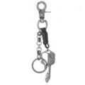 Retro punk metal multi-functional tool keychain with cowhide braided strap and bottle opener - Black Leather