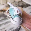Mini canvas sneaker keychain, cute casual bag charm and car key accessory for daily gifts. - Sky Blue