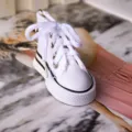 Mini canvas sneaker keychain cute high top shoe bag charm car key accessory gift ideas - White