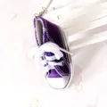 Purple miniature canvas shoe keychain, cute bag pendant and car key accessory for daily use. - Purple