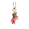 Süßer Cartoon Hund Schlüsselanhänger Tasche Anhänger mit rosa Herz Knochen für Paare. - Herz Kissen Hund