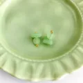 Green glass qipao buttons hanfu imitation jade chinese style decorative DIY accessories - Blue and White Porcelain Coin Button / Cyan Jade Color