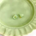 Light green imitation jade flower charms, vintage Chinese style buttons and DIY pendants. - Lily of the Valley Button / Cyan Jade Color