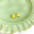 Yellow glass flower buttons for traditional Chinese qipao hanfu and DIY jewelry making accessories. - Plum Blossom Button / Topaz Color