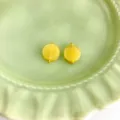 Chinese style retro glass jade decorative buttons DIY accessories, round shape with Fu character. - Blessing Tag Button / Topaz Color