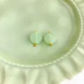 Green imitation jade glass buttons for cheongsam Hanfu DIY craft accessories. - Blessing Tag Button / Cyan Jade Color