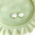 White cloud jade-like clothing buckle DIY accessory, traditional Chinese style pendant. - Auspicious Cloud Button / Jade White