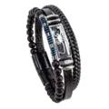 Detalle de primer plano de pulsera de cuero multicapa para hombre con escorpion y iman. - Longitud 21cm (Por defecto como se muestra) / Patrón de Escorpio(HTB0847)