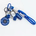 Fitness keychain mini barbell dumbbell shaker bottle blue lanyard bag pendant charm sport gift - Blue