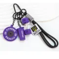 Mini fitness keychain purple barbell water bottle dumbbell bag charm accessory pendant. - Violet
