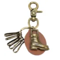 Llavero de bota de aleación vintage, colgante de bota Martin creativo con pieza de cuero. - Estilo Pieza de Cuero Bronce Antiguo