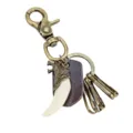 Llavero retro de colmillo de lobo con gancho de bronce y dije de cuero para accesorios - Como se muestra / Cierre Blanco y Hiel de Cerdo