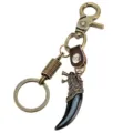 Llavero diente de lobo bronce retro detalle colgante anillo metal vintage accesorio - Como se muestra / Cierre Negro y Resorte