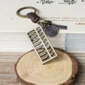Retro Bronze Legierung Abacus Schlüsselanhänger mit Lederband Vintage Kultur Geschenk Anhänger - Kaffeebraun