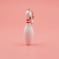 Mini llavero de bolo de boliche regalo deportivo recuerdo, pequeño bolo blanco con anillo. - Estilo con Bucle / Blanco