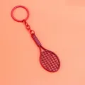 Llavero de Raqueta de Tenis Roja Estilo Dopamina Colgante Mochila Estudiante Lindo - Bolsa de polietileno / Rojo