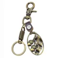 Elegante llavero vintage de bronce con colgante de hoja de bellota y correa de cuero. - Estilo E