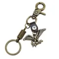 Antiker bronzener Adler Schlüsselanhänger Detail, Karabinerhaken und Lederriemen Zubehör. - Spring Clasp Style
