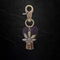 Porte-clés feuille en alliage bronze ancien rétro chaîne de clés accessoire charm - Style Bloc de Cuir