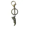 Retro Bronze Legierung Wolfskopf Schlüsselanhänger mit Karabiner und Ring für Taschen. - Wolfskopf