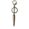 Bronzefarbener Patronen Schlüsselanhänger mit Karabiner und Ring, Vintage Legierung. - Große Bronze + Rot