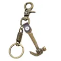 Vintage bronze metal hammer keychain with bottle opener, creative hip-hop punk key ring. - Antique Bronze Spring Buckle Style