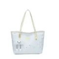 Sac cabas blanc à motif étoiles avec charm cloud mignon sac d'épaule pour femme - Avec Pendentif / Blanc