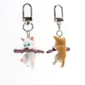 Süßer Cartoon Katzen Schlüsselanhänger Tasche Anhänger Paar hängend Ast Geschenk - Katze mit grünen Augen