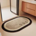 Alfombra de suelo ovalada con animales y sello, felpudo de baño absorbente antideslizante. - 40*60cm (Base de Caucho de Lino) / Cuadrante de cuento de hadas
