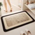 Alfombra de baño de tierra de diatomeas, felpudo antideslizante absorbente para el baño. - 40*60cm (Base de Caucho de Lino) / Gato boceto simple - Cuadrado