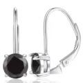 Boucles d'oreilles pendantes argent sterling S925 moissanite noire détail classique français - Petite Taille Noir Fantôme