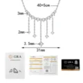 Elegante S925 Silber Moissanit Quaste Halskette mit GRA Zertifikat, 40+5cm verstellbar. - 925er Silber / 1,13 Karat Moissanit