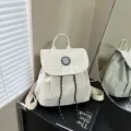 Mini sac à dos minimaliste coréen décontracté unicolore léger petit sac pour femmes - Blanc Cassé