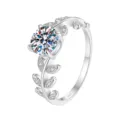 Stunning 1ct moissanite ring in S925 silver featuring an exquisite laurel leaf vine design. - Size 9 / 6.5mm High Carbon Stone