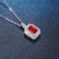 Collier pendentif en argent sterling 925 avec pierre rouge et zircone éclatant pour femmes - Rubis de Laboratoire 1ct