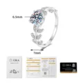 Exquisite 1 Carat Moissanite Ring 925 Sterling Silver Laurel Leaf Engagement Ring for Women - Size 9 / 1 Carat Moissanite