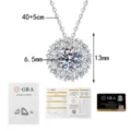 S925 Sterling Silver Moissanite Sunburst Necklace Dazzling Cluster Pendant with GRA Cert - 1 Carat Moissanite