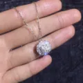 Silver moissanite sunflower pendant necklace sparkling cluster clavicle jewelry for women - 6.5mm High Carbon Stone
