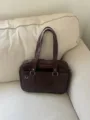 Dark brown PU leather JK uniform bag, large capacity tote bag for daily commute. - Coffee Brown